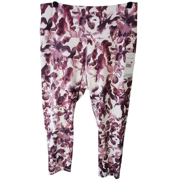 Balance Collection Purple High waist floral athletic active workout leggings XL‎ - Picture 1 of 7